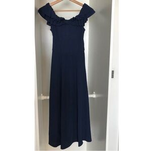 H&M Navy Ruffled Maxi Dress